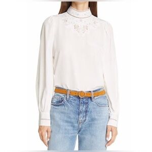 FRAME Ada Silk Embroidered Blouse